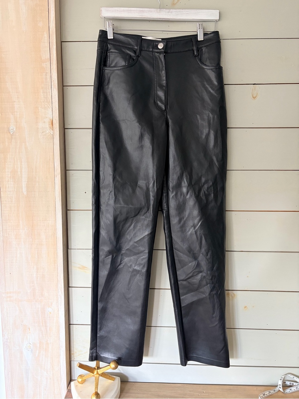 Wilfred The Melina Vegan Leather Pants Size 8 Black Straight Leg